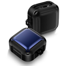 (Black+blue) Slim Shockproof Protective Case for Samsung Galaxy Buds Live with Keychain