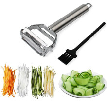 YQLAFT Vegetable Peeler and Julienne Slicer, Stainless Steel Blade, Ergonomic Handle, Multifunctional, Easy to Clean with Cleaning Brush, Silver