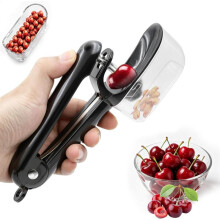 Cherry Pitter 2-Pack, Black/Clear, with Collection Container, Safety Lock, Non-Slip Handle, Dishwasher Safe