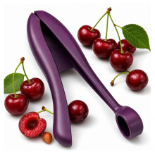 Enger Cherry Pitter 2-Pack Manual Cherry Seed Remover Purple Durable Plastic Fruit Corer