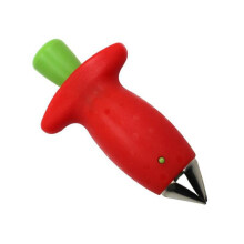 Strawberry Huller Corer, Manual Stem Remover Tool, ABS Stainless Steel Ergonomic, Suitable for Strawberries and Tomatoes, Red, 1 Count