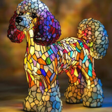 Lampada notturna a LED a forma di barboncino, scultura in resina, decorazione per la casa per amanti dei cani