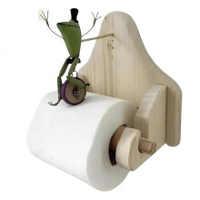 Grappige toiletrolhouder in de vorm van een kikker op een fiets, perfect voor aan de muur in de badkamer.
