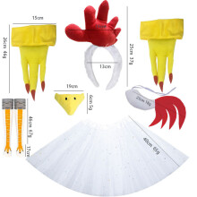 1-teiliges Hühner-Kostümset mit Haarreif, Schwanz, Tutu-Rock, Nase und Klaue-Handschuhen für Karneval und Halloween, für Erwa