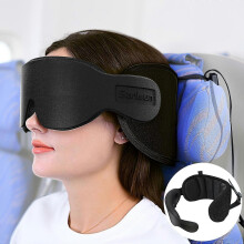 Reiskussen met oogmasker voor in het vliegtuig, gemaakt van zacht traagschuim om te slapen en te rusten.