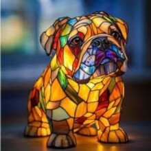 Statua decorativa a forma di bulldog inglese con luce notturna a led in resina, decorazione artistica per casa e scrivania