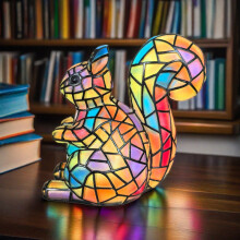 Lampada notturna LED a forma di coniglio carino in resina, statuetta decorativa artistica per casa e ufficio, da scrivania