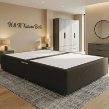 (Silver Plush, 5ft King(2 Drawers Footend)) New Plush Velvet Divan Bed Base Upholstered Drawer Storage 3FT 4FT 4FT6 5FT 6FT