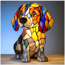 Lampada notturna a LED con beagle carino, scultura in resina di animale, decorazione originale per amanti dei cani