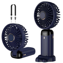 Handventilator, Mini tragbarer USB-Akkuventilator, kleiner Taschenventilator mit Trageband und Standfuß, faltbarer Tischventi