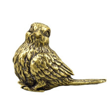 Figura de gorrión de latón con acabado antiguo, hecha a mano, estatua de pájaro de metal vintage para decoración del hogar y coleccionistas.