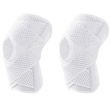 Kniebrace Sport Knieondersteuning voor Meniscus Scheur Compressie Knie Ondersteuningsmouw met Patella Gel Pads Veers Wit L
