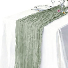 3 Pack Green Cheesecloth Table Runner for Wedding Baby Shower Bridal Shower Easter Holiday Birthday Home Decor