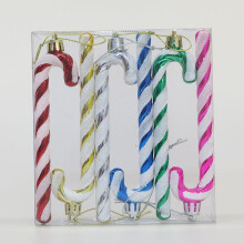 (Colourful) 6PCS Candy Cane Glitter Christmas Tree Baubles Xmas Decoration Ornament