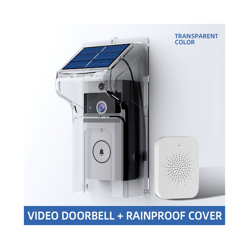 (Doorbell+Transparent Rain Cover) Wireless Visual Doorbell With Solar Rain Cover Intercom Security Camera Door Bell 115295259832