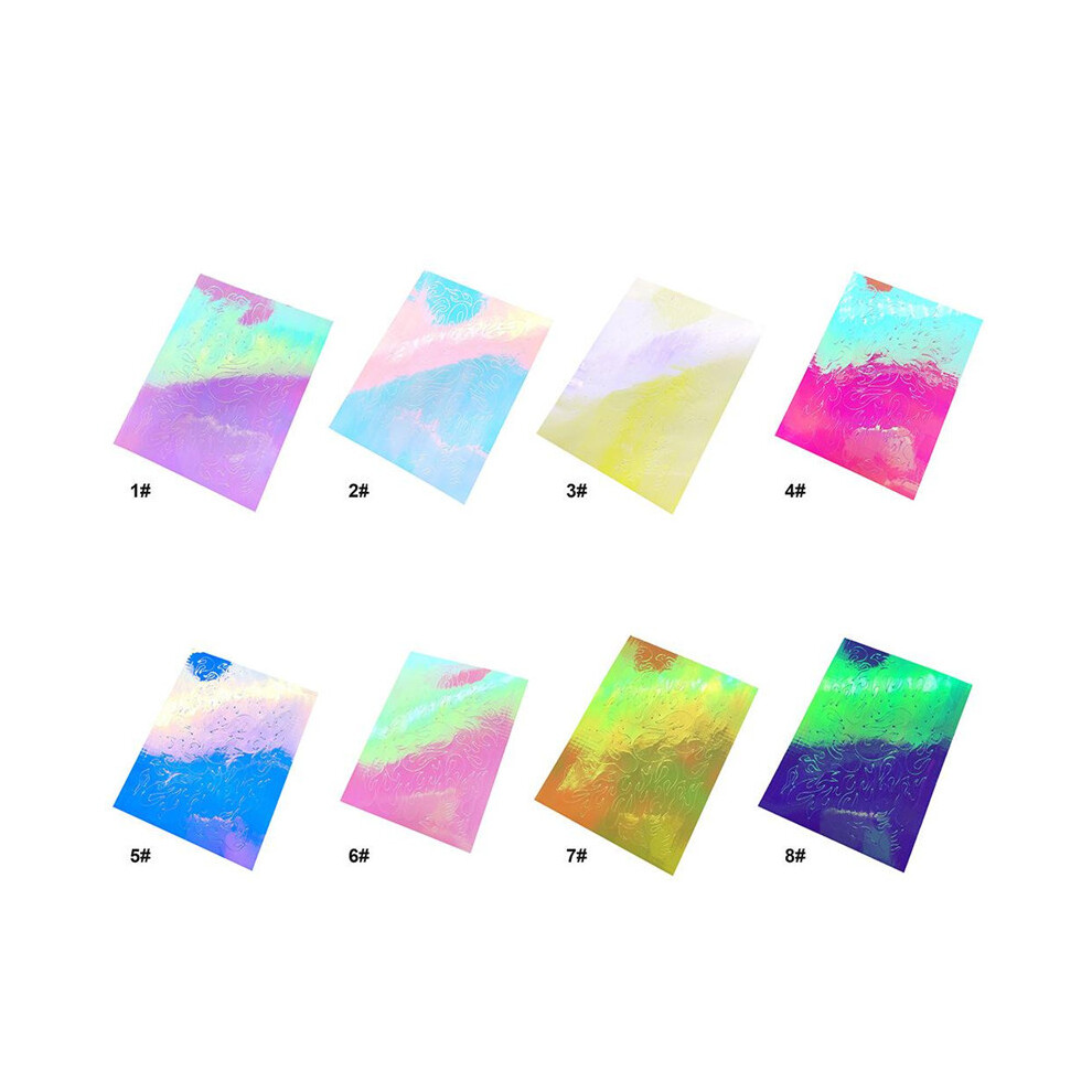 (Flame) 16PCS Holographic Fire Flame Applique Hollow Sticker Manicure Decal Nail Art Decor