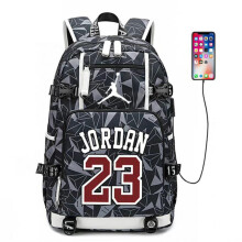 (Yellow) (Grey) Basketball Player Jordan Logo Backpack USB Taptop Ruckpack Kid Student School Bag