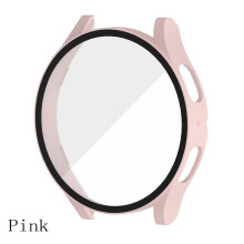 (40mm-Pink) Galaxy Watch 5 Hard Case with Tempered Glass Screen Protector - Durable PC Cover
