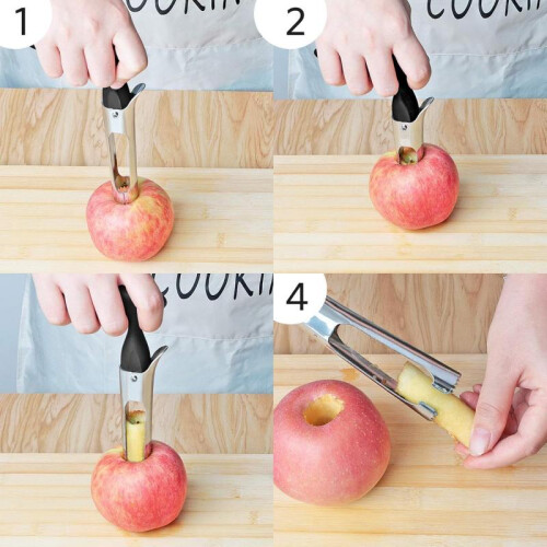 Stainless Steel Apple Corer Black 17.8x9cm Kitchen Fruit Core Remover Efficient Peeler 2