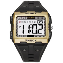 (Gold) Big Numbers Full-Size Digital Watch, Water-Resistant Electronic Wristwatch