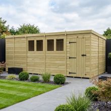 17 x 9 Pent Shed Tanalised (Single Door, With Windows)