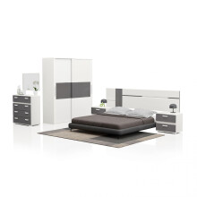 Dormitorio compuesto por 6 piezas en blanco y grafito Ataneq Air 4C Plus