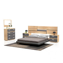 Dormitorio compuesto por 5 piezas en cambria y grafito Ataneq Pure 4C