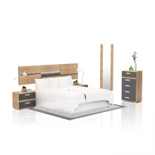 Dormitorio compuesto por 5 piezas en cambria y grafito Ataneq Pure 5C