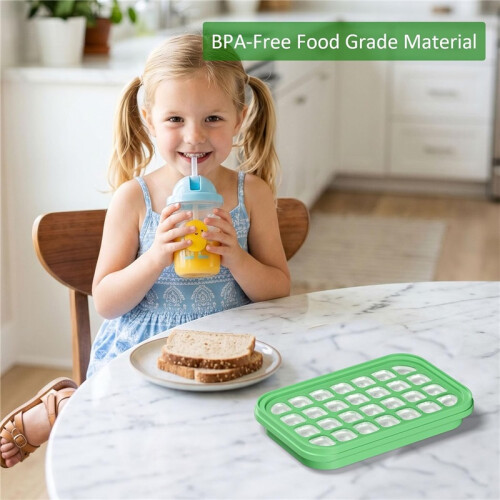 Silicone Ice Cube Tray with Lid and Bin Easy Release Ice Maker Mold 2