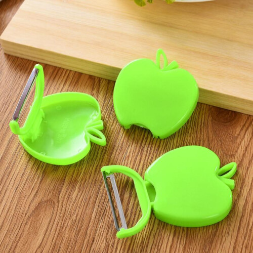 JUDASTAR 5-Piece Collapsible Apple-Shaped Fruit and Vegetable Washer Set, Green/Orange, Portable Multi-Function 1