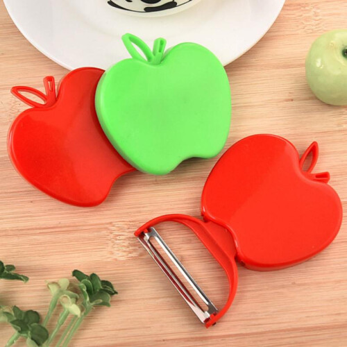 JUDASTAR 5-Piece Collapsible Apple-Shaped Fruit and Vegetable Washer Set, Green/Orange, Portable Multi-Function 2