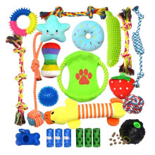 (Green Frisbee 23-piece set) Durable Chew Dog Toy Set for Small Medium Dogs Training Knot Rope Tug Toy