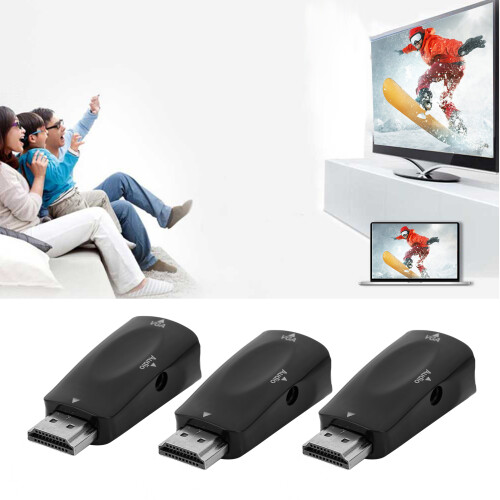 3x HDMI Stecker zu VGA Buchse Adapter 1080P Audio 1