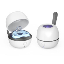 (White) Portable Pacifier Sterilizer with UVC UV Light, Rechargeable Sterilization Case, 99.99% E. coli Kill Rate, Baby Pacifier Storage Box