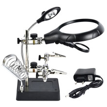 Welding Magnifying Glass 3x Desktop Welding Repair Tool Loupe Hand Soldering Solder Iron Stand Holder EU Plug