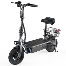 iScooter F2 Elektroroller mit Sitz und Korb, 500W, 36V 7.8Ah, 10 Zoll Luftreifen, 30 km/h, klappbar