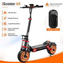 iScooter iX8 Elektroroller 48V 20Ah | 2400W Dual Motor | 12 Zoll Offroad-Reifen | Bis 60 km/h | Bis 70 km Reichweite