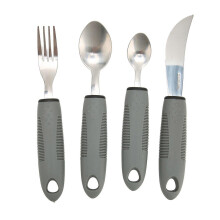 4pcs Stainless Steel Utensils Fork Spoons Set Wide Rubber Handle Tableware Set for Household