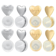 8PCS Earring Backs for Droopy-Ears, Earring Lifter Backs Replacements for Heavy Earrings,Gold+Silver