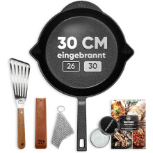 (30cm, Bratpfanne) GUSSKÃ–NIG Gusseisenpfanne â“ Grill- & Bratpfanne aus Gusseisen fÃ¼r Induktion, Gas & Ofen â“ inkl. ZubehÃ¶r