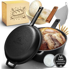 (2in1 Pfanne) GUSSKÃ–NIG Gusseisen Brotbacktopf 4,5L mit GÃrkÃ¶rbchen & Deckel