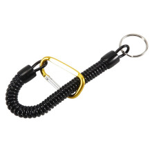 Key , with carabiner and spiral cable, 13 cm, random color