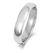 (M) Medium 18ct White Gold 4mm Court Comfort Men/Ladies Wedding Band/Ring