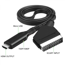 Scart to HDMI Converter with 1m Cable, AV Adapter for HDTV and Modern TVs