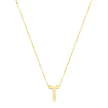 (T) Stylish 9ct Carat Yellow Gold Ladies Letter / Initial Pendant and Chain - 41.9cm