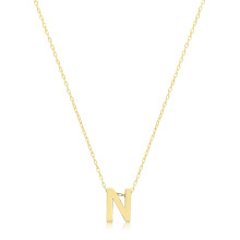 (N) Stylish 9ct Carat Yellow Gold Ladies Letter / Initial Pendant and Chain - 41.9cm