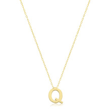 (Q) Stylish 9ct Carat Yellow Gold Ladies Letter / Initial Pendant and Chain - 41.9cm