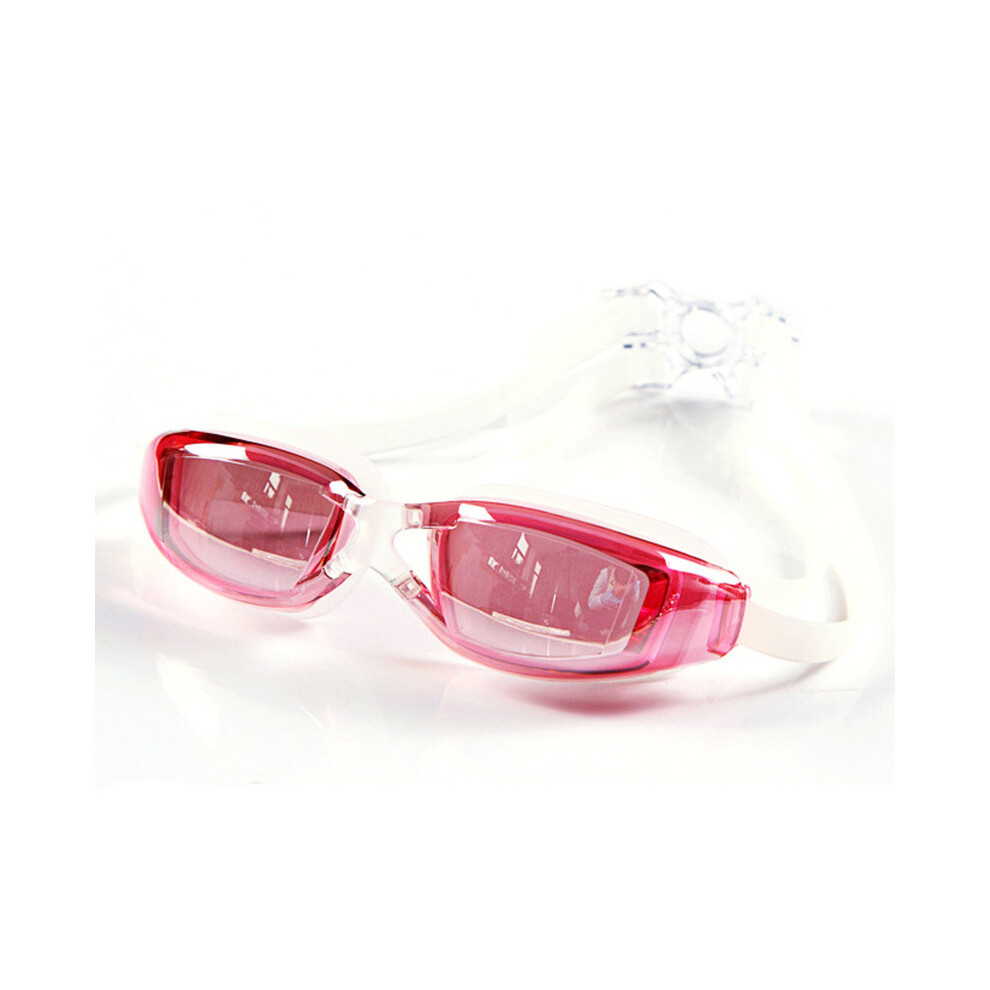 (Pink) Unisex Swimming Glasses Anti-fog Anti-UV Adjustable Diving Goggles Leak-Proof
