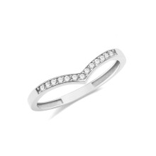 (P) Pretty 9ct White Gold Ladies Wishbone Ring with Cubic Zirconia/CZ