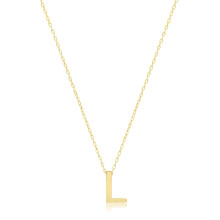 (L) Stylish 9ct Carat Yellow Gold Ladies Letter / Initial Pendant and Chain - 41.9cm